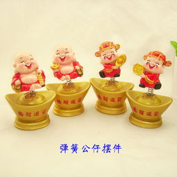 萌趣納福 Q版財神彈簧車載公仔，義烏藍(lán)喵電商的樹脂工藝精品